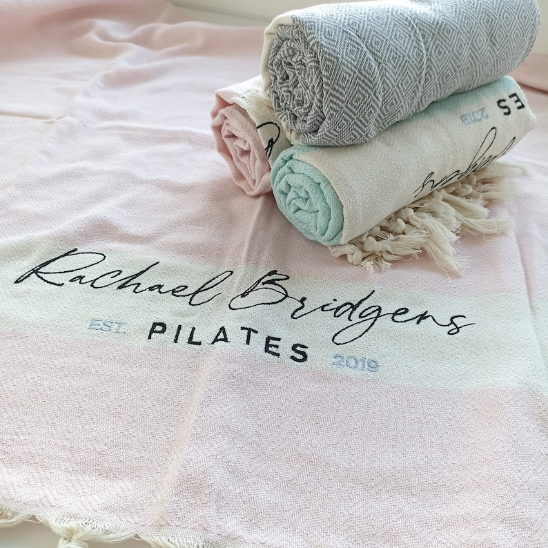 Personalized Turkish Beach Towel, Embroidered Wholesale Peshtemal, Bridesmaid Gift,Custom Name Beach Blanket, Bachelorette Party Favors Bulk