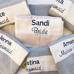 Personalized Turkish Beach Towel with Custom Embroidery, Bridesmaid Gift, Bachelorette Party Favor, Bridal Party Destination Wedding