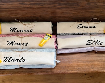 CUSTOM Printing Towels, Personalized Turkish Towel for Bachelorette Party, Embroidery Beach Blanket, Girls Trip Gifts, Girls Trip Gifts