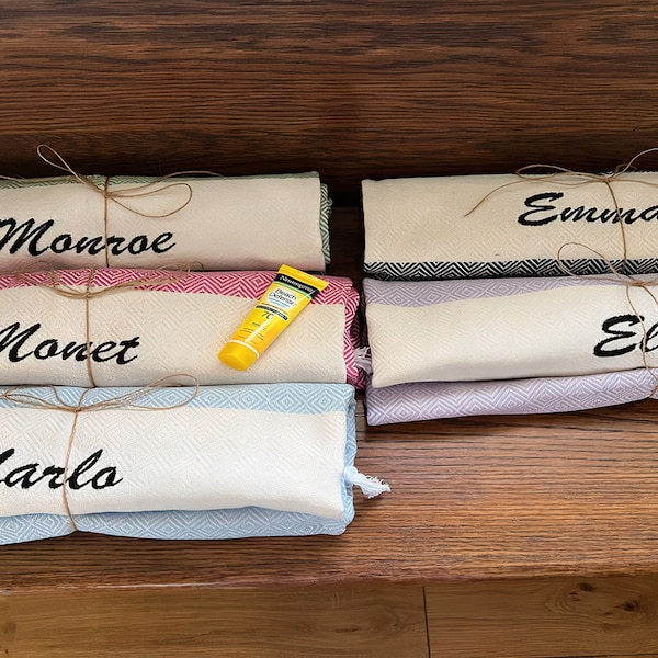 CUSTOM Printing Towels, Personalized Turkish Towel for Bachelorette Party, Embroidery Beach Blanket, Girls Trip Gifts, Mothers Day Gifts