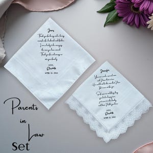 Personalized Wedding Handkerchief, Unique Gift for Bride, Groom, and Parents, Monogrammed Keepsake for Happy Tears, Thoughtful Wedding Gift