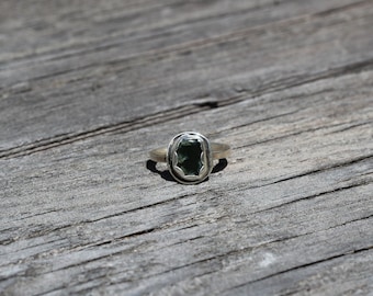 Laura's Bird - Big Sur Jade Ring, Sz 6.25, Sterling Silver