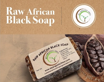 Saponetta di sapone nero africano grezzo da 227 g (8 oz) proveniente dal Ghana