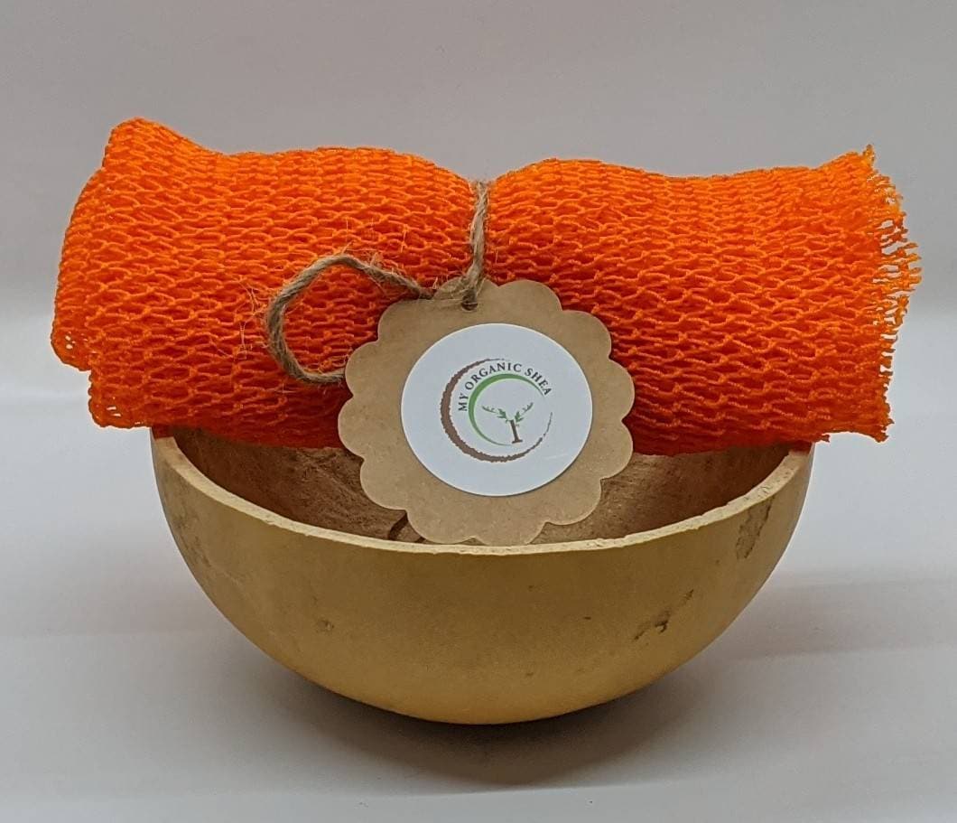 Set de regalo de esponja de baño exfoliante africana y calabaza de Ghana