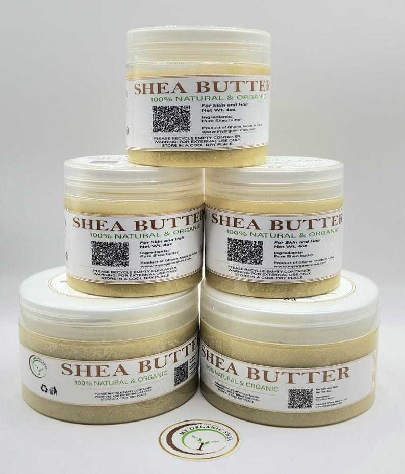Raw Unrefined Shea Butter, 100% Natural Ghana, Skin Hair Moisturizer 4oz