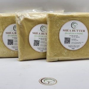 100 % natürliche, unraffinierte Sheabutter für Haut und Haar, Herkunft Ghana (3,0 Pfund)