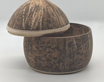 Unique handmade coconut shell container with lid
