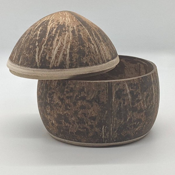 Unique handmade coconut shell container with lid