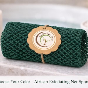 Authentic African Net Sponge from Ghana, Long Exfoliating Back Scrubber, Quick-Dry Nylon Bath Net