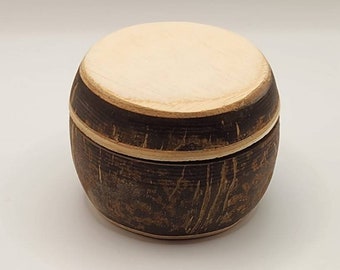 Unique handmade coconut shell container with lid