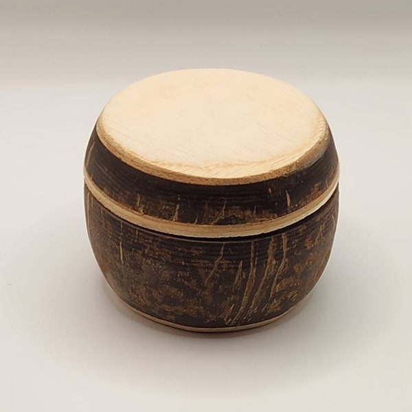 Unique handmade coconut shell container with lid