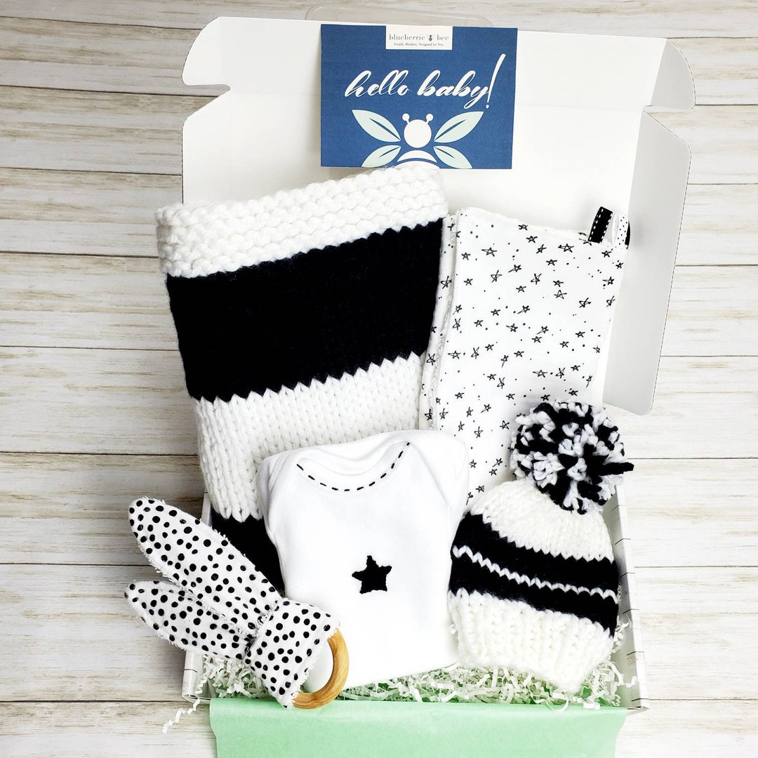 Baby Blanket Gift Box Baby Shower Gift Black and White Baby Etsy