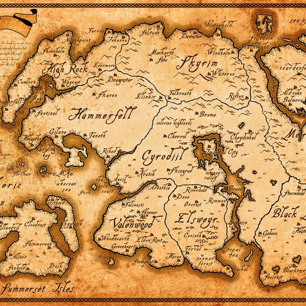 Karte von Tamriel, The ElderScrolls IV: Oblivion Remastered, 10369 x 6480 Pixel (69"x43")