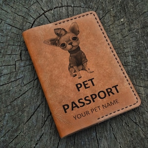 Leren dierenpaspoortomslag gepersonaliseerde, aangepaste leren dierenpaspoorthouder, dierenpaspoort, dierenpaspoortetui
