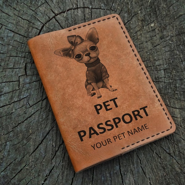 Couverture personnalisée de passeport d’animal familier de cuir, porte-passeport personnalisé d’animal familier de cuir, passeport d’animal familier, étui de passeport d’animal familier