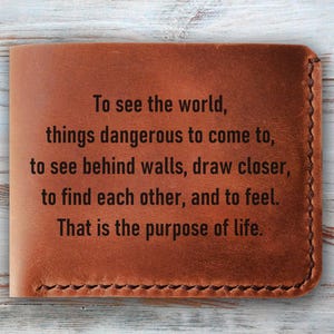 Cartera de cuero Walter Mitty / James Thurber, billetera de hombre personalizada, billetera de cuero para hombre, regalo personalizado para hombre, regalo para papá