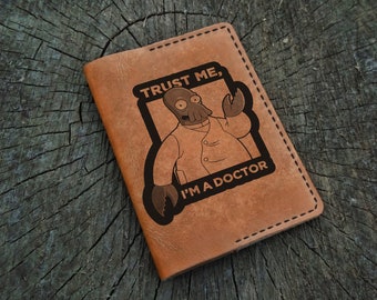 Futurama leren paspoorthouder gepersonaliseerd, aangepaste leren paspoorthoes, paspoortportemonnee, reisportemonnee, leren paspoorthoesje