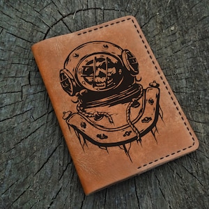 Taucher Leder Passhülle Personalisiert, Benutzerdefinierte Leder Passhülle, Passport Brieftasche, Reisebrieftasche, Leder Passhülle