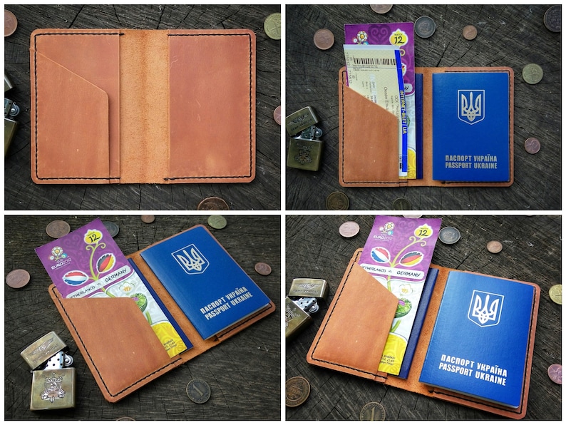 Porta passaporto in pelle personalizzato, copertura del passaporto in pelle personalizzata, portafoglio passaporto, portafoglio di viaggio, custodia passaporto in pelle, regalo per lui lei immagine 4