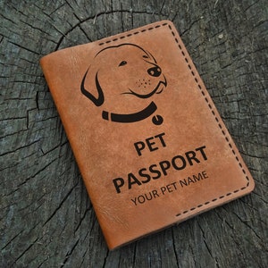 Funda de pasaporte para mascotas personalizada, funda de cuero personalizada para pasaporte de mascotas, estuche para pasaporte para mascotas, billetera para pasaporte para mascotas, billetera de viaje para mascotas