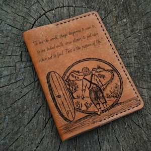 Funda de cuero para pasaporte personalizada Walter Mitty, funda de cuero personalizada para pasaporte, billetera para pasaporte, billetera de viaje, estuche de cuero para pasaporte