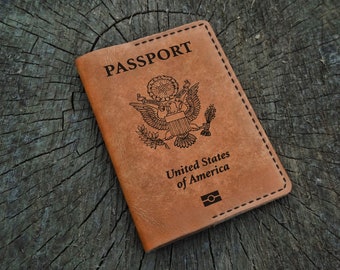 United States of America Passport Cover Personalized, US Custom Passport Holder, Leather Passport Wallet, Travel Wallet, Passport Case