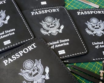 United States of America Passport Cover, US Custom Passport Holder, Leather Passport Wallet, Travel Wallet, Passport Case