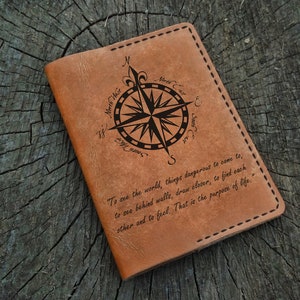 Walter Mitty Leder Passhülle mit Kompass, Benutzerdefinierte Leder Passhülle, Passport Brieftasche, Reise Brieftasche, Leder Passport Hülle