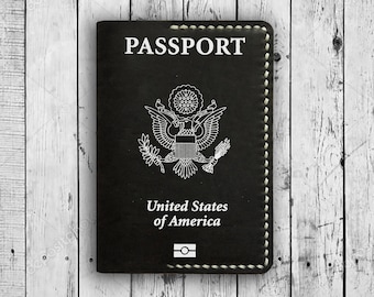 United States of America Passport Cover, US Custom Passport Holder, Leather Passport Wallet, Travel Wallet, Passport Case