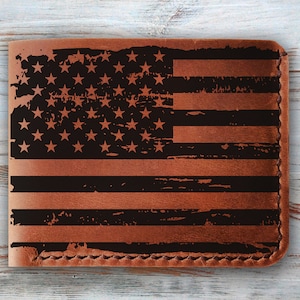 AMERIKANISCHE FLAGGE personalisierte Leder Geldbörse, Herren Geldbörse personalisiert, Herren Leder Geldbörse, benutzerdefinierte personalisiertes Geschenk für Männer, US Flagge