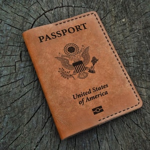 Porta-passaporte de couro personalizado, capa de passaporte de couro personalizada, carteira de passaporte, carteira de viagem, estojo de passaporte de couro, presente para ele e ela