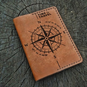 Leder Passport Cover Personalisiert, Zeit zu reisen, Benutzerdefinierte Leder Passinhaber, Leder Passport Brieftasche, Reisebrieftasche, Passport Etui