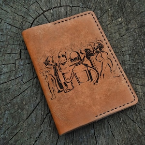 Funda de cuero para pasaporte personalizada de Futurama, funda de cuero personalizada para pasaporte, billetera para pasaporte, billetera de viaje, estuche de cuero para pasaporte