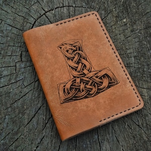 Leather Passport Cover Personalized, Mjolnir Mjölnir Mjöllnir Custom Passport Holder, Passport Wallet, Travel Wallet, Passport Case
