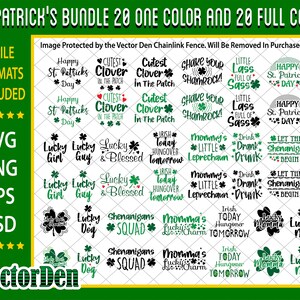 Saint Patrick's Day svg, 40 Bundle, 20 One Color, 20 Full Color, SVG, Luck SVG, Irish SVG, Shamrock svg, Clover svg, Cricut, Silhouette