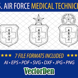 US Air Force Sanitätstechniker-Abzeichen - Set - Insignia Vektor-Illustration