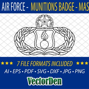 Amerikanska flygvapnets ammunitionsmärke (AMMO) - Mästare - Insignia Vektorgrafik