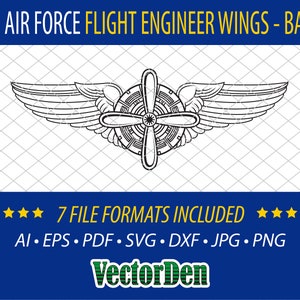 U.S. Air Force Flight Engineer Wings - Basic - Badge Insignia Vector Art