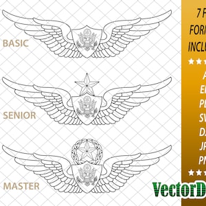 Insignia de tripulante de avión del ejército de EE. UU. - Conjunto - Insignia vectorial