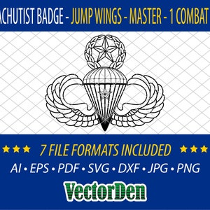 Parachutist Badge - Jump Wings - Master - 1 Combat Tour