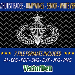 Parachutist Badge - Jump Wings - Senior - White Version