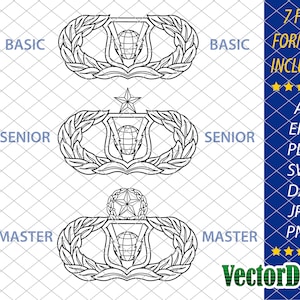 U.S. Air Force Command and Control Badge - Set - Insignia Vector Art