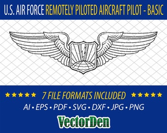 アメリカ空軍遠隔操縦航空機パイロットバッジ - ベーシック - Vector