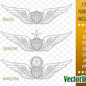 Insignia de aviador del ejército de EE. UU. - Conjunto - Insignia de aviador vectorial