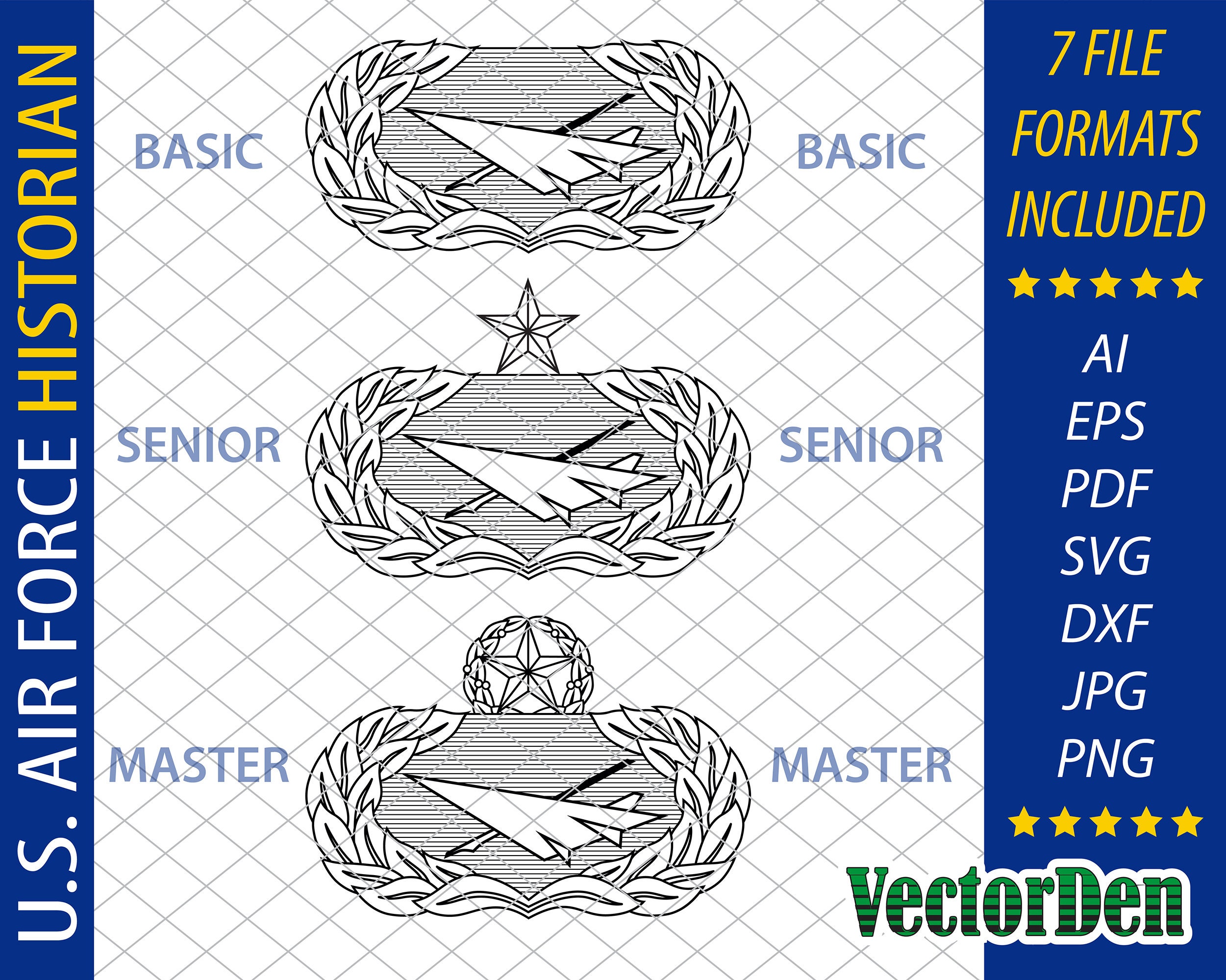 U.S. Air Force Historian Badge - Set -Vector Insignia