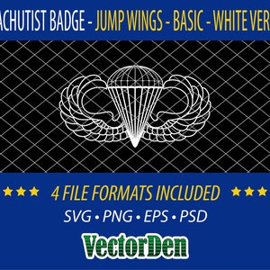 Parachutist Badge - Jump Wings - Basic - White Version