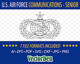 Distintivo de Comunicações da Força Aérea - Insígnia Vetorial Sênior
