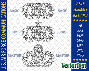 Distintivo de Comunicações da Força Aérea - Conjunto - Insígnias de Vetor