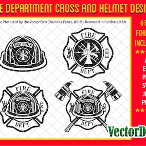 Feuerwehr Kreuz und Helm Designs
