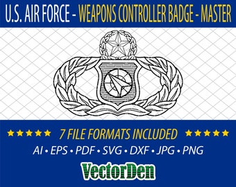 Insignia de controlador de armas de la Fuerza Aérea de los Estados Unidos - Maestro - Insignia Vector Art